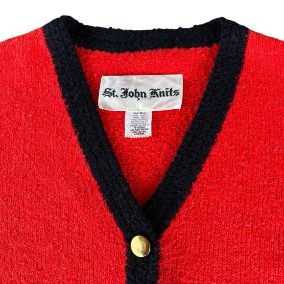 VTG St. John Knits 3-Piece Skirt Suit 60s 70s Red Black Dots Mock Neck Talon Zip - Picture 8 of 16